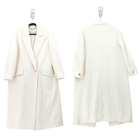 Ted Baker Women 5 US 10 12 Gemmia Coat White Wool Cashmere Single Breasted FLAW